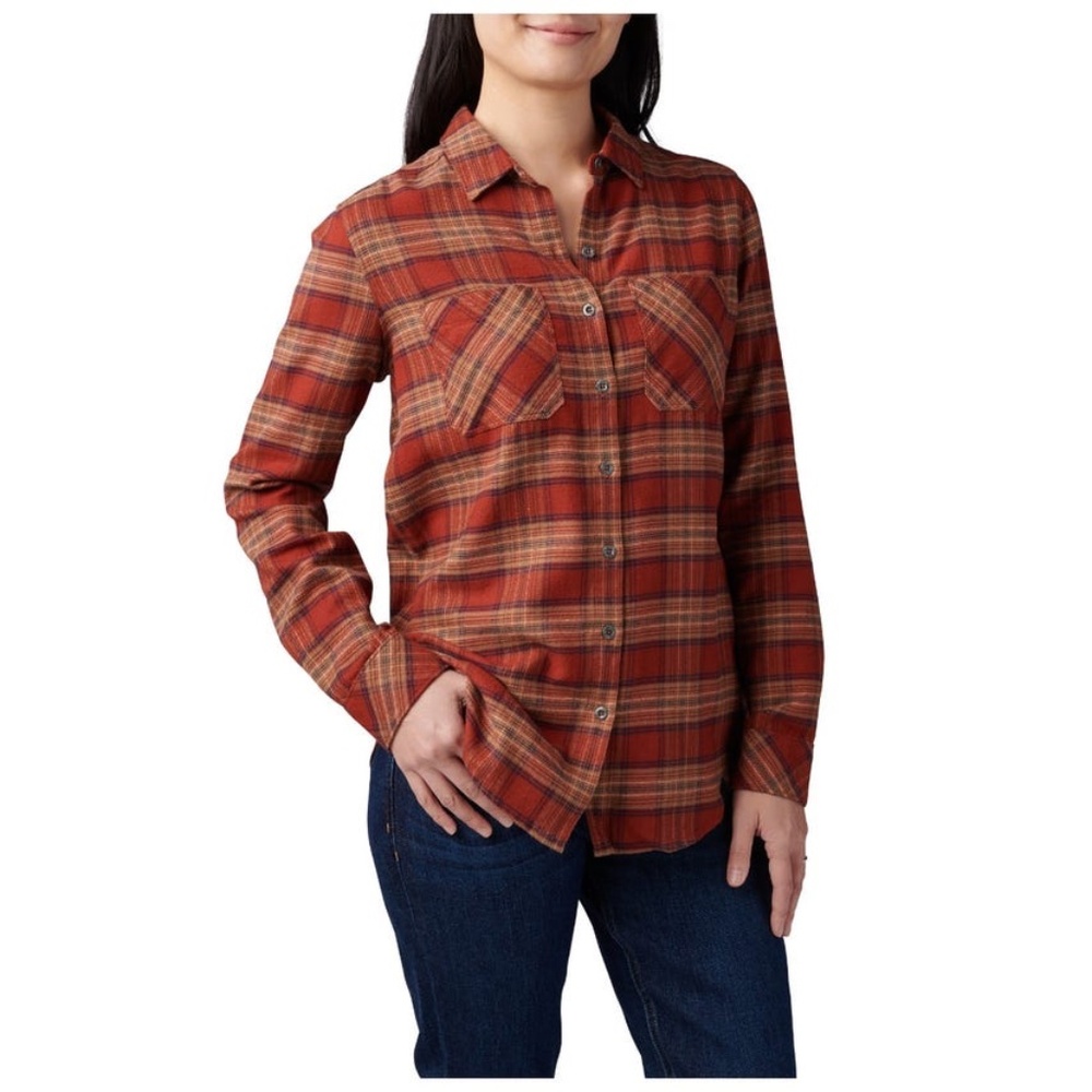 NWOT 5.11 Tactical Cotton Flannel Button Down Shirt Copper Plaid